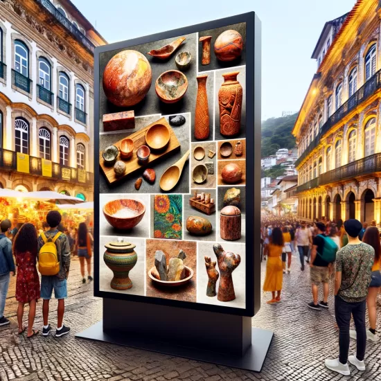 Pain&eacute;is de LED que Promovem o Artesanato de Pedra-sab&atilde;o da Regi&atilde;o de Ouro Preto